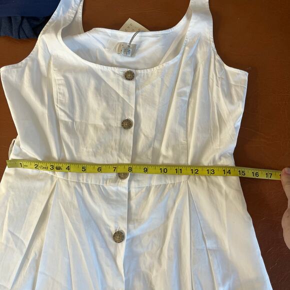 A New Day White A Line Sundress NEW Button Front Pockets Size 6 Knee Length - Picture 10 of 11